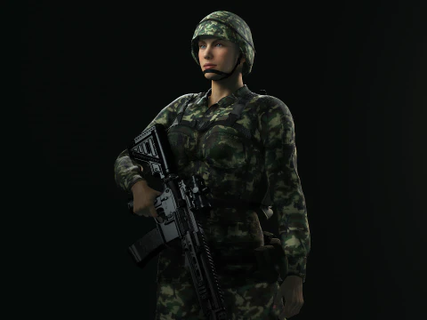 Female Marine Soldier 3D Model