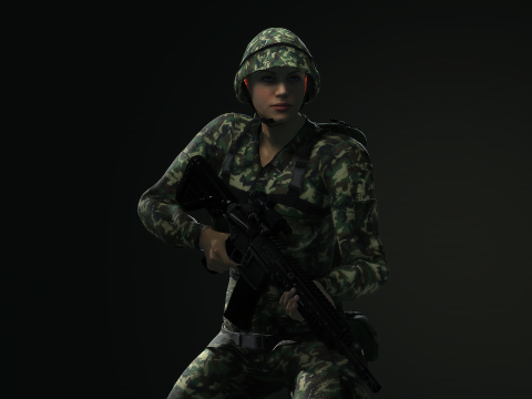 Female Marine Soldier 3D Модель