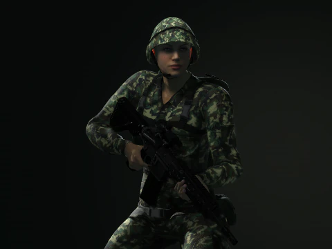 Female Marine Soldier 3D Model