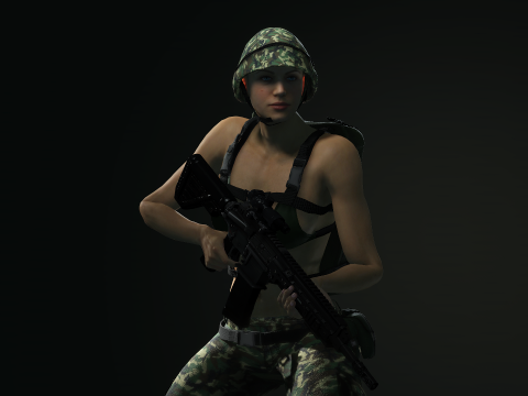 Female Marine Soldier 3D Модель