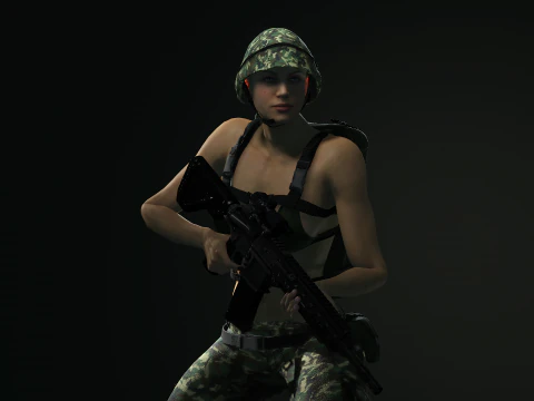 Female Marine Soldier 3D Model