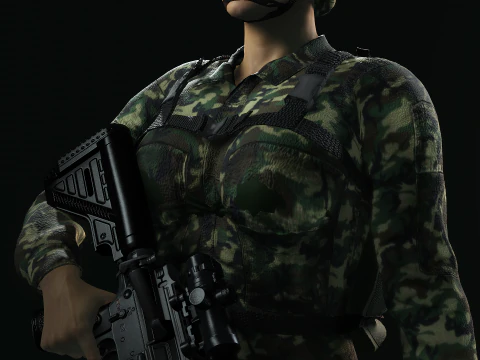 Female Marine Soldier 3D Model