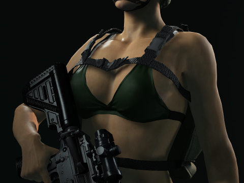 Female Marine Soldier 3D Модель