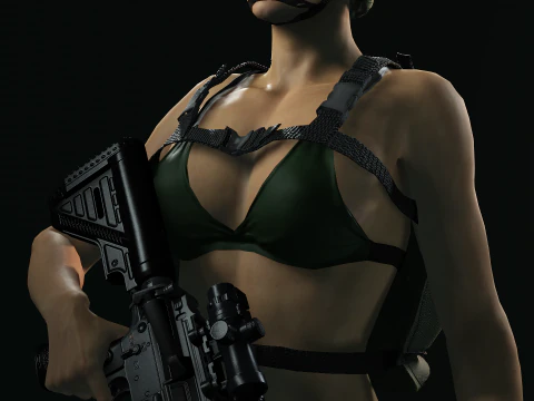 Female Marine Soldier 3D Model