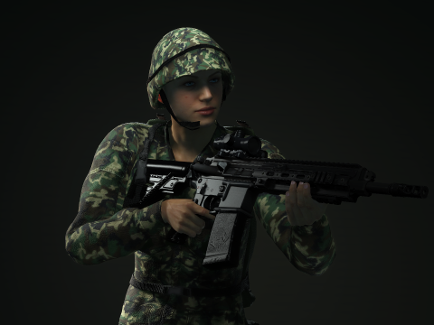 Female Marine Soldier 3D Модель