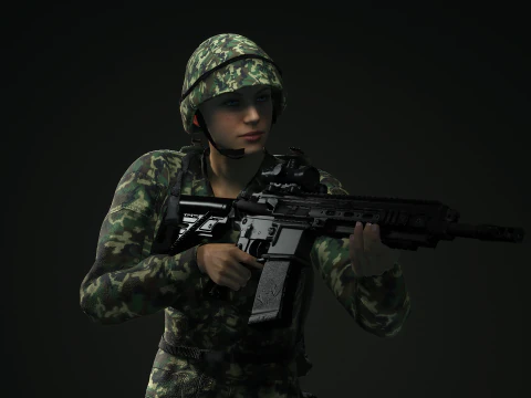 Female Marine Soldier 3D Model