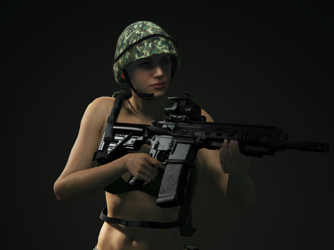 Female Marine Soldier 3D Модель