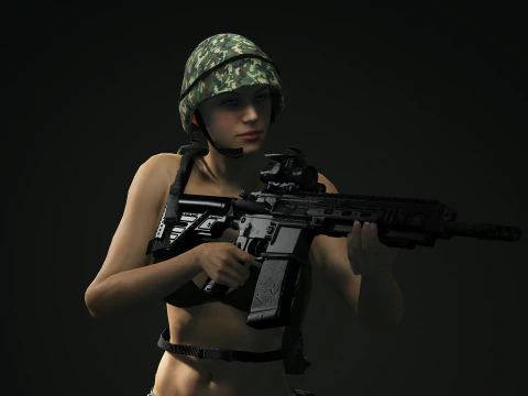 Female Marine Soldier 3D Model