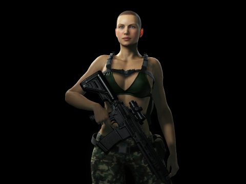 Female Marine Soldier 3D Модель