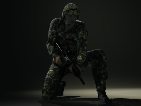Female Marine Soldier 3D Модель