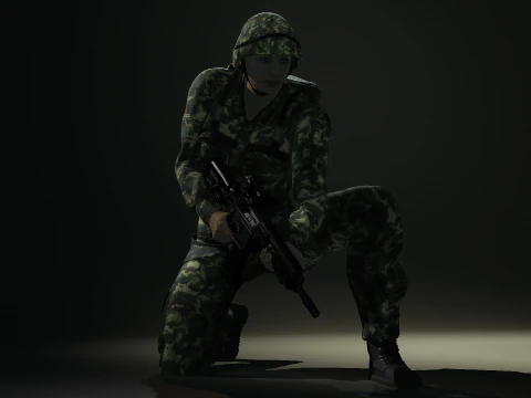 Female Marine Soldier 3D Model