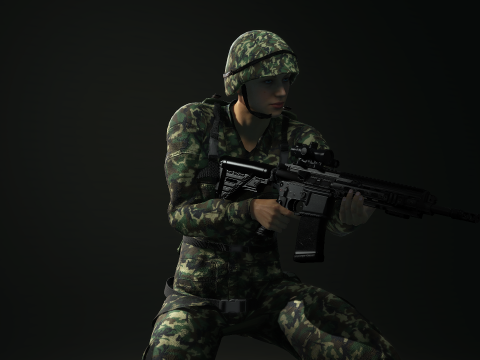 Female Marine Soldier 3D Модель