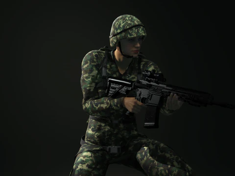 Female Marine Soldier 3D Model