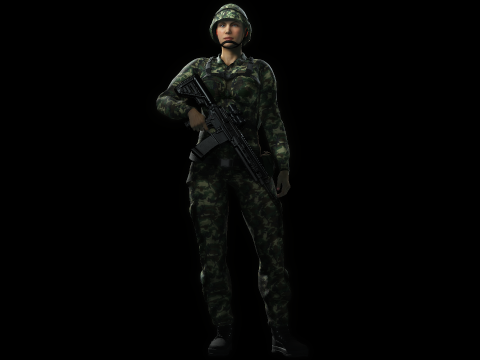 Female Marine Soldier 3D Модель