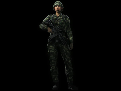 Female Marine Soldier 3D Model