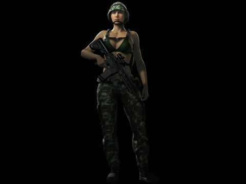 Female Marine Soldier 3D Модель