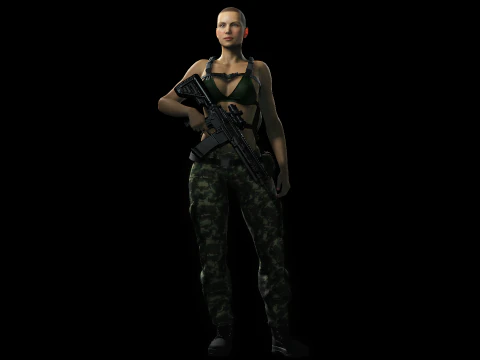Female Marine Soldier 3D Model