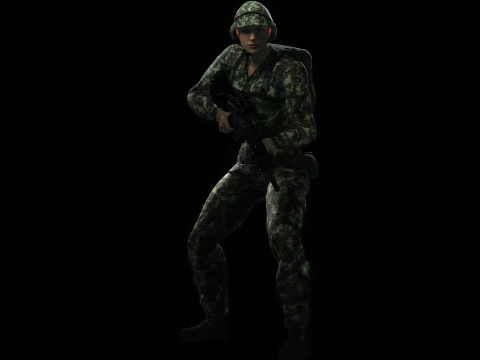 Female Marine Soldier 3D Model