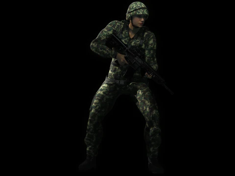 Female Marine Soldier 3D Model