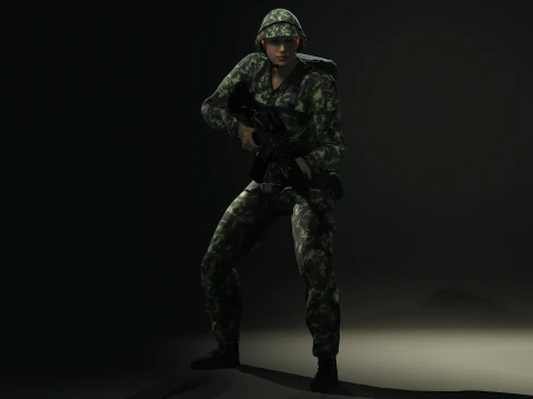 Female Marine Soldier 3D Model