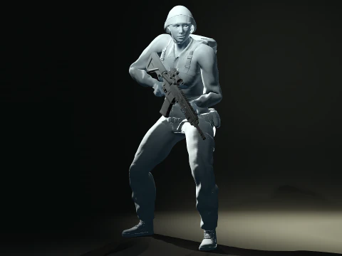 Female Marine Soldier 3D Model