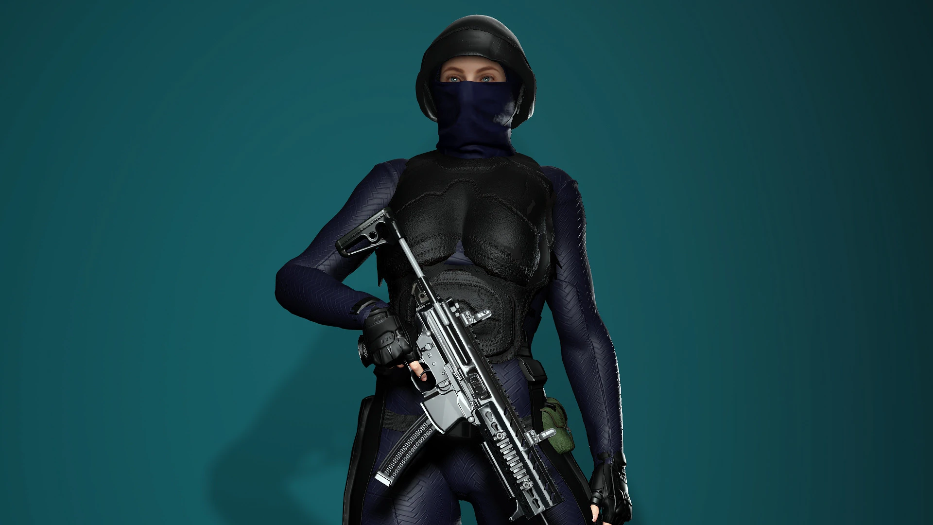 Female SWAT Soldier 3D Model .c4d .max .obj .3ds .fbx .stl .blend 