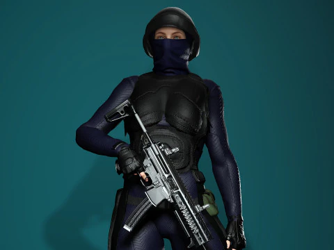 여성 SWAT 군인 3D 모델