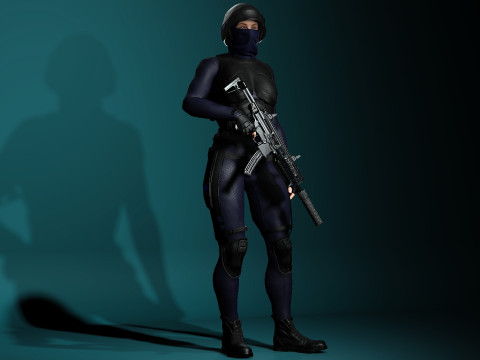Female SWAT Soldier 3D Model