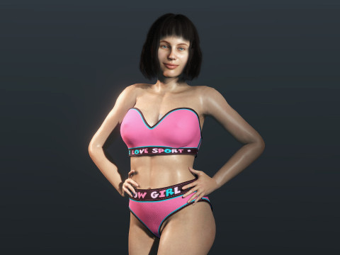 Sexy Girl In Undies 3Dモデル