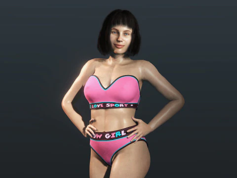 Garota Sexy Em Cuecas Modelo 3D