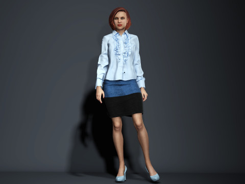 Sexy Female Secretary Modelo 3D