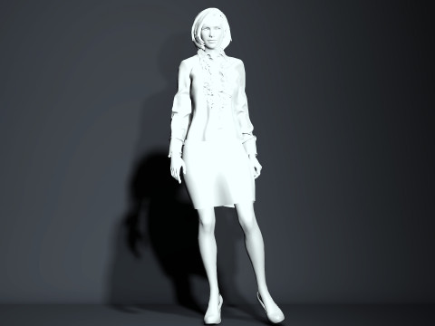Sexy Female Secretary Modelo 3D