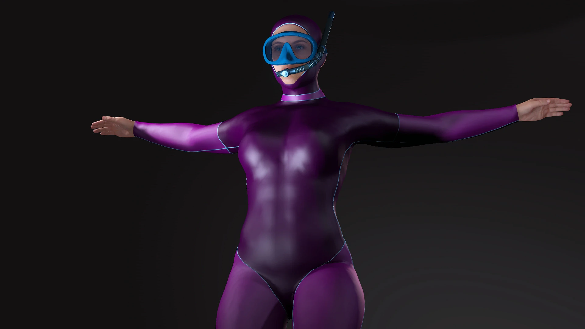 Mergulhadora Feminina Modelo 3D .c4d .max .obj .3ds .fbx .stl .blend 