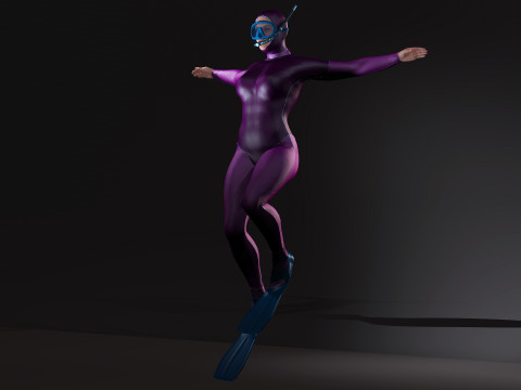 Female Diver 3D Model