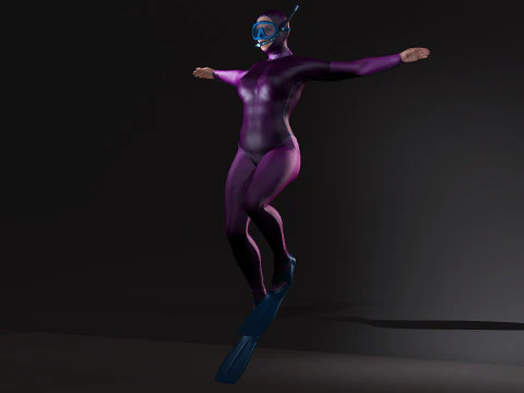 Mergulhadora Feminina Modelo 3D