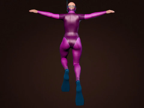 Mergulhadora Feminina Modelo 3D