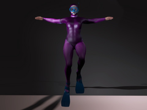 Female Diver 3D Model