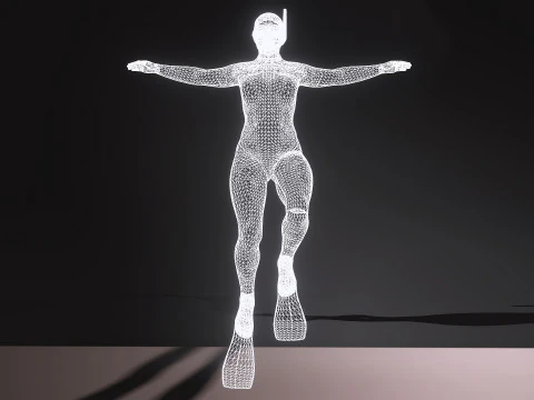 Mergulhadora Feminina Modelo 3D