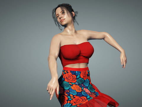 Realistic Sexy Girl Eva with Dancing Animation 3D मॉडल