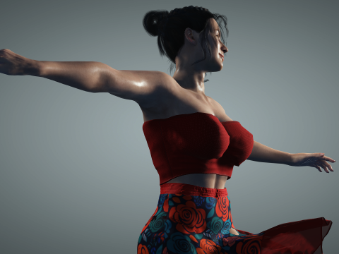 Realistic Sexy Girl Eva with Dancing Animation 3Dモデル