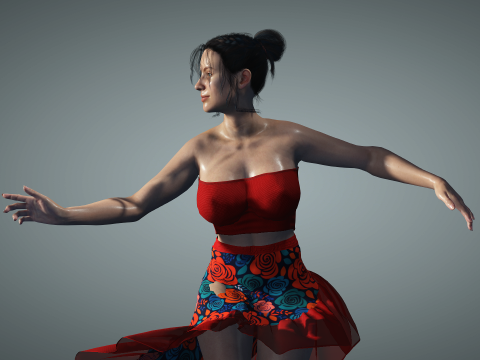 Realistic Sexy Girl Eva with Dancing Animation 3Dモデル