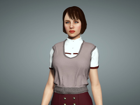 Female School Girl 3D Modell