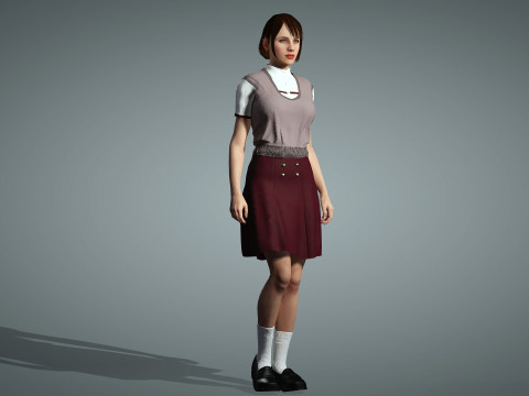 Female School Girl 3D Modell