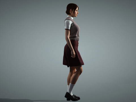 Female School Girl 3D Modell