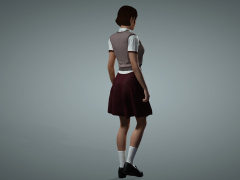Female School Girl 3D Modell