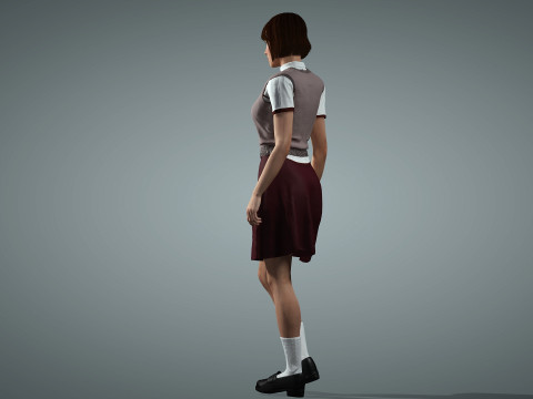 Female School Girl 3D Modell