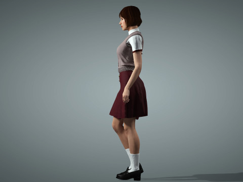 Female School Girl 3D Modell