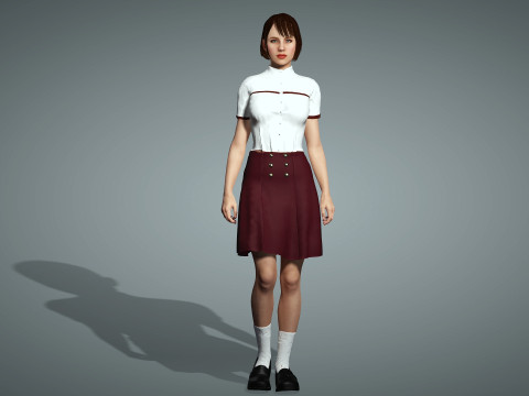 Female School Girl 3D Modell