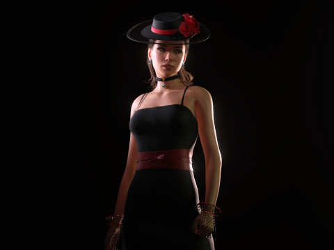 Gorgeous girl Olivia with Couture Hat 3D Modell