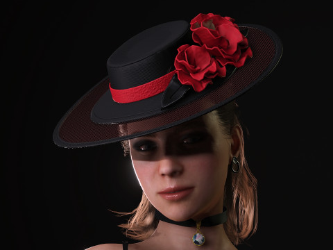 Gorgeous girl Olivia with Couture Hat Modèle 3D